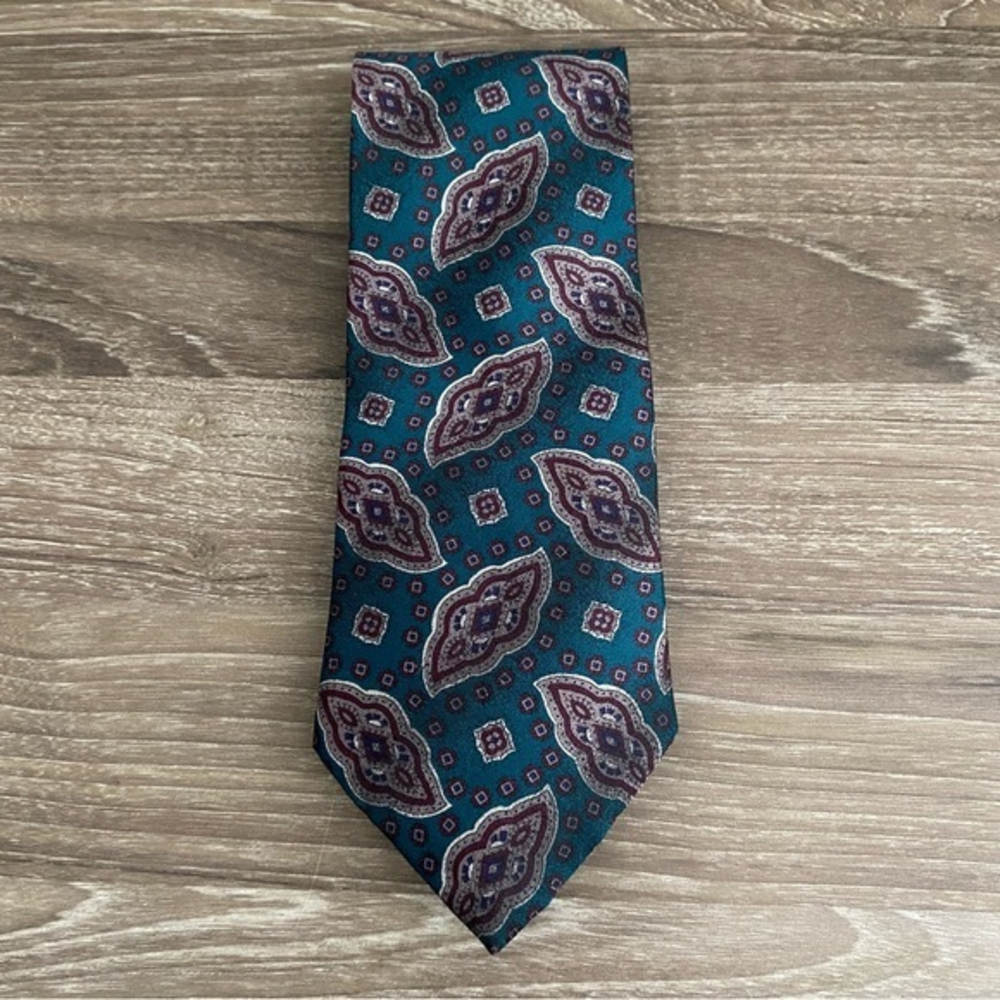 Alexander LLoyd Boston Mens Polyester Necktie 64” Dark Green Patterned Tie‎